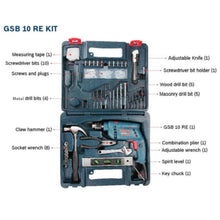 Load image into Gallery viewer, Bosch GSB 10 RE Impact Drill Set Extra 100pcs Accessories 06012161L6