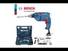 Load and play video in Gallery viewer, Bosch GSB 10 RE Impact Drill Set Extra 100pcs Accessories 06012161L6