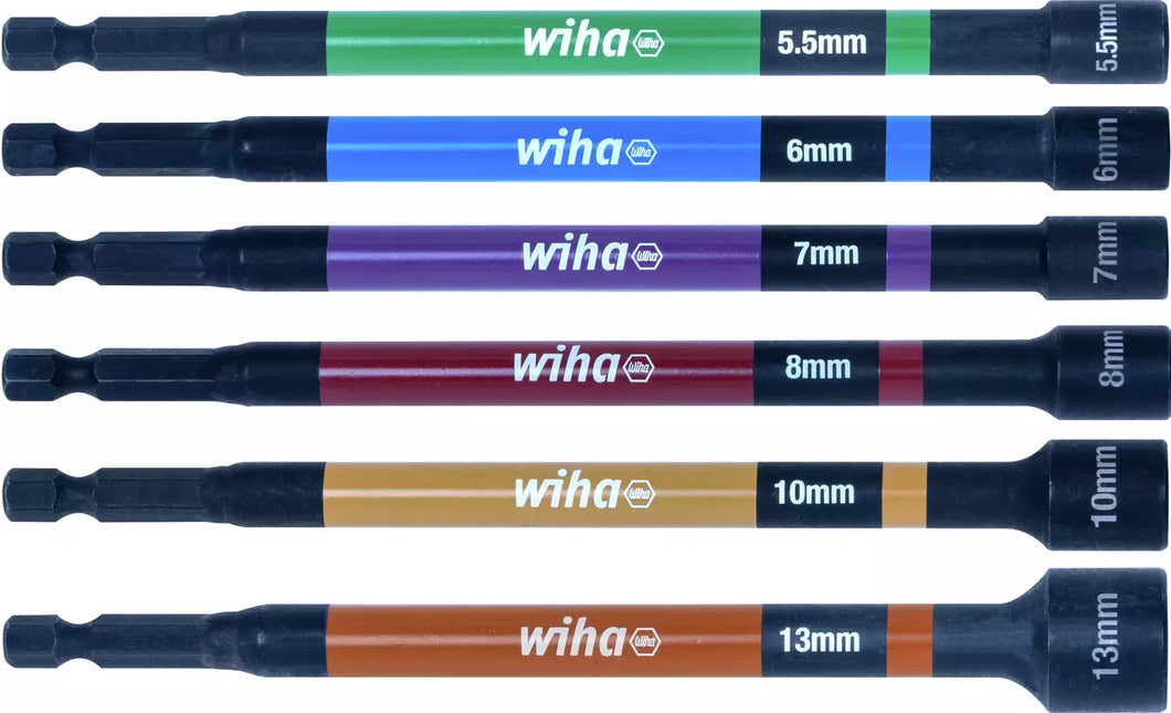 Wiha Color-coded nut driver set magnetic, 150 mm 6 pcs. 1/4