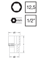 Load image into Gallery viewer, Elora Hex Socket Chrome Plated 1/2&quot; Square Drive 20mm
