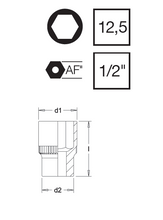 Load image into Gallery viewer, Elora Hex Socket Chrome Plated 1/2&quot; Square Drive 7/8&quot; AF
