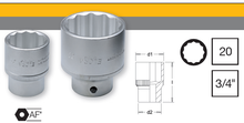 Load image into Gallery viewer, Elora Bi-Hex Socket Chrome Plated 3/4&quot; Square Drive 1.3/4&quot; AF
