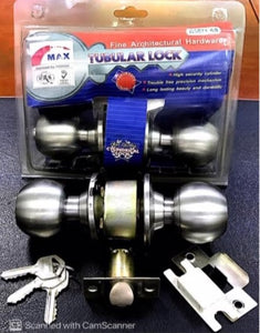 Max 587 Cylindrical Lock HD Stainless Steel c/w 3 Brass Keys