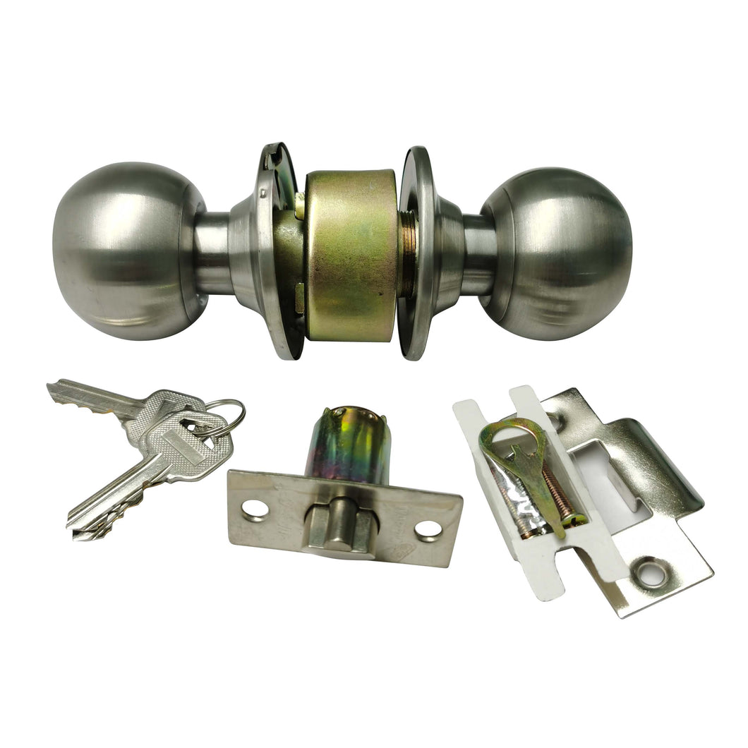 Max 587 Cylindrical Lock HD Stainless Steel c/w 3 Brass Keys