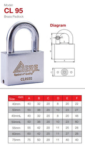 Gere Long Shackle Padlock 40mm