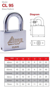 Gere Long Shackle Padlock 50mm