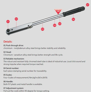 Harvest Classic Torque Wrench 3/8" Square Drive 5-33Nm