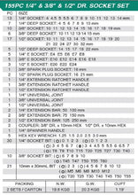 Load image into Gallery viewer, Honiton Socket Set 1/4&quot; 3/8&quot; 1/2&quot; Square Drive 155pcs
