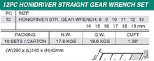 Load image into Gallery viewer, Honiton Honidriver Straight Gear Wrench Set 8-19mm 12pcs
