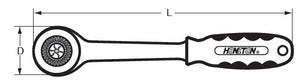 Honiton Ratchet Handle 1/2" Square Drive