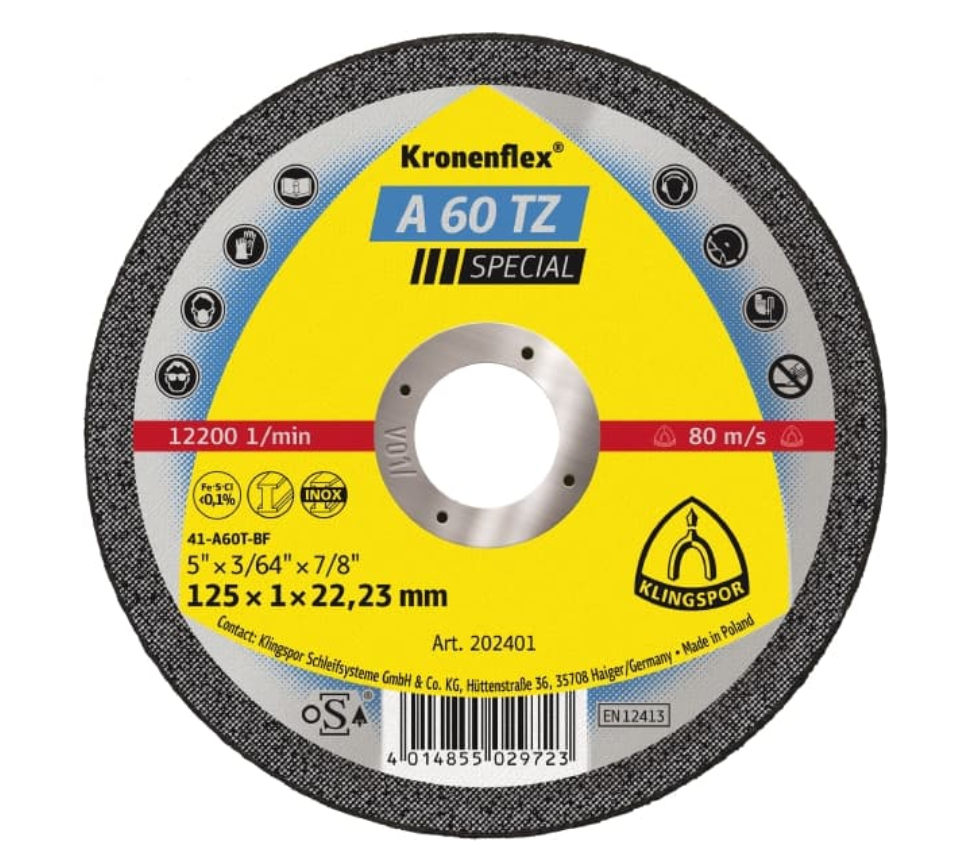 Klingspor Abrasive Cutting-Off Wheels (A60 TZ) 125 x 1 x 22.23mm