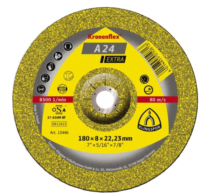 Klingspor Abrasive Grinding Discs (A24 EX) 180 x 6 x 22.23mm