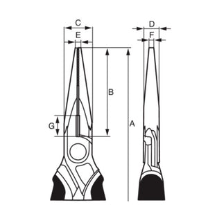 Sandvik Long Snipe Nose Pliers with Monomaterial Handles and Phosphate Finish 2425D-160