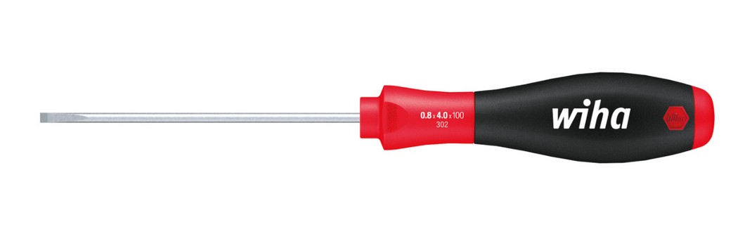 Wiha SoftFinish® Slotted Cabinet Screwdriver Round Blade - 4mm x 200mm
