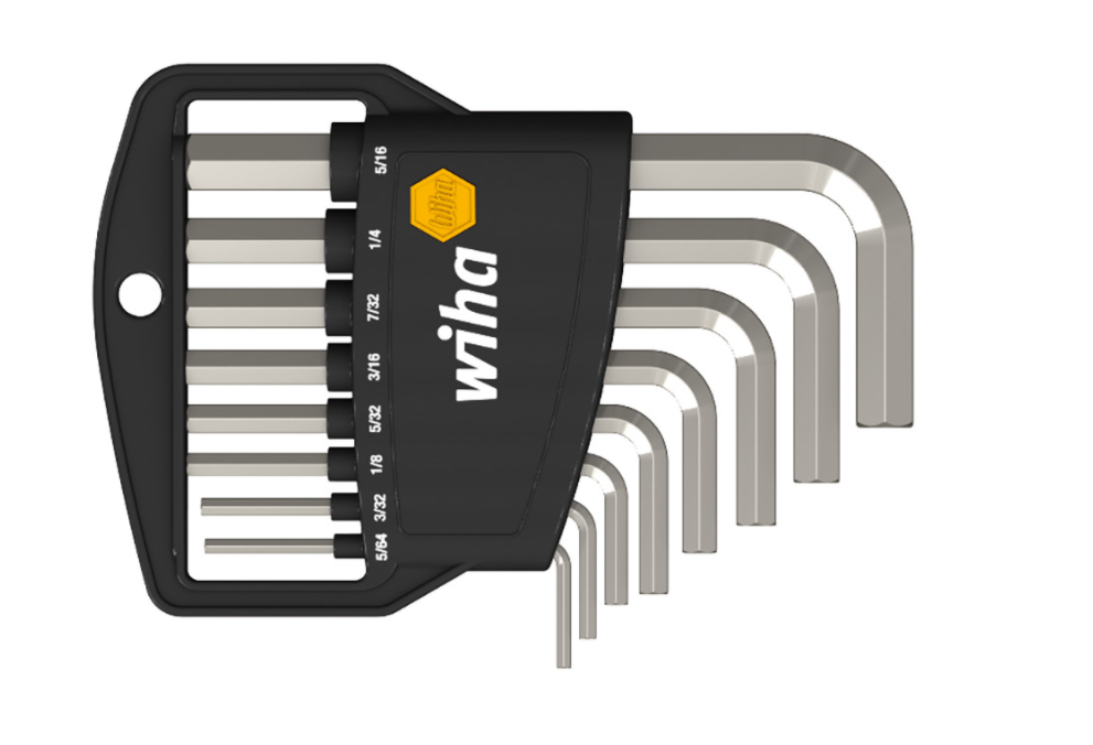 Wiha Hexagon L-Key Set In Classic Holder Nickel-Plated 8pcs Inch Sizes 5/64