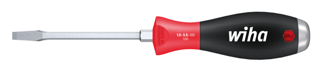 Wiha SoftFinish® Slotted Screwdriver Hex Blade With Hex Bolster Solid Steel Cap - 12mm x 200mm