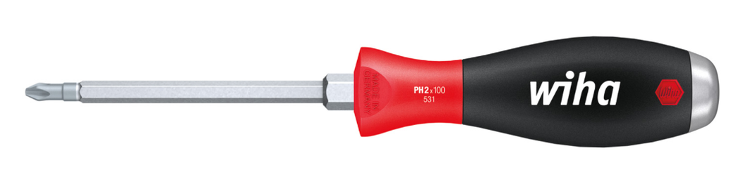 Wiha SoftFinish® Phillips Screwdriver Hex Blade With Hex Bolster Solid Steel Cap + PH1 x 80mm