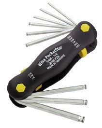 Wiha Ballpoint Hex Keys In Fold Out Holder PocketStar With MagicRing® Inch Sizes 9pcs