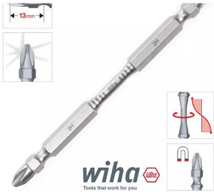 Wiha Double Bit + Phillips PH2 1/4" / 6.35mm Hex