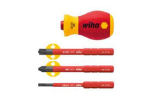 Load image into Gallery viewer, Wiha Screwdriver With Bit Holder SoftFinish® Electric SlimVario Stubby For SlimBits VDE 4pcs
