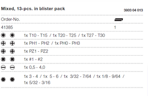 Wiha Mixed Double Sided Bits In Blister Pack 13pcs