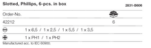 Load image into Gallery viewer, Wiha SlimBit Electric Bit Slotted Phillips Set 6pcs
