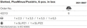 Wiha SlimBit Electric Bit Slotted Xeno Set 6pcs