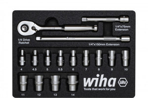 Wiha Socket Set 1/4" 4-14mm 17pcs