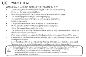 Scangrip Work Lite M Rechargeable COB LED Work Light With Top Light And 350 Lumen