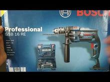 Load and play video in Gallery viewer, Bosch GSB 16 RE Set Professional Impact Drill With 100pcs Accessories 06012281L2
